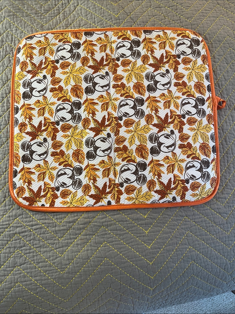 Disney Quilted Mickey Leaf Dish Drying mat in Orange and Brown